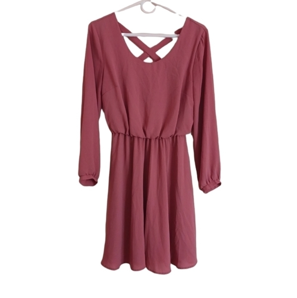 LUSH LONG SLEEVE V STRAPPED BACK MINI